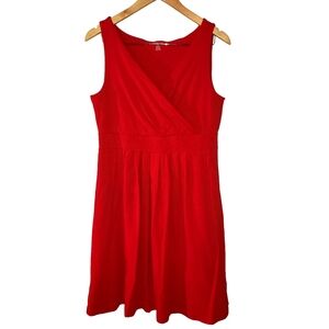 Land's End women's sleeveless faux wrap red dress size M (10-12)